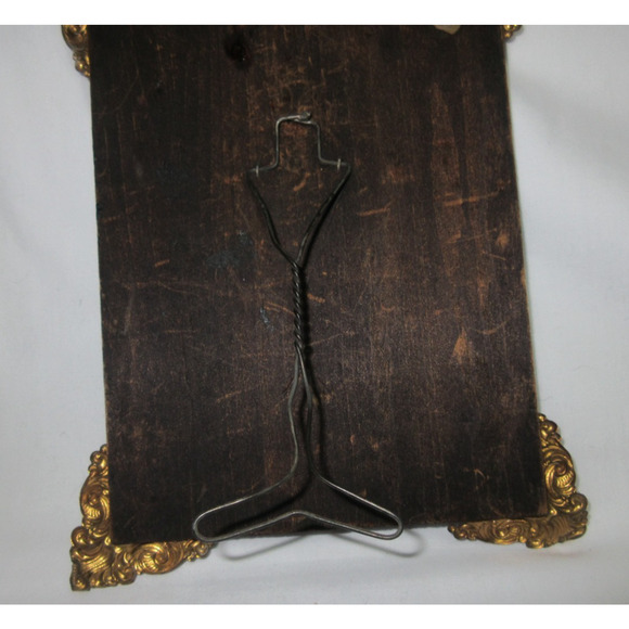 Antique Lithograph Victorian 4 Young Girls Glass Ornate Frame Wood Back 9" x 7" - Picture 5 of 7